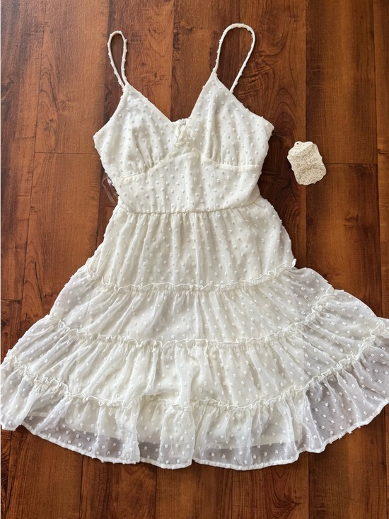 Altar'd State Dresses & Skirts - Altar'd State White Swiss Dot Tiered Mini Dress Womens Small NWT RARE